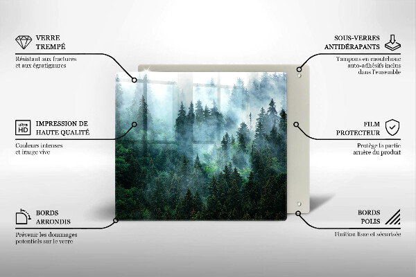 Tocător din sticlă Pădure în ceață