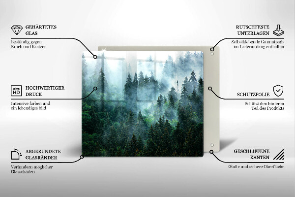 Tocător din sticlă Pădure în ceață