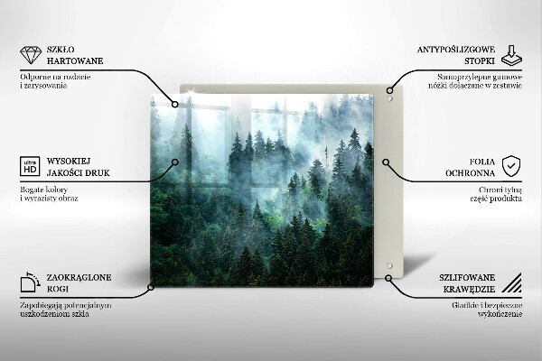 Tocător din sticlă Pădure în ceață