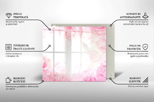 Tocător din sticlă Fundal delicat de trandafiri