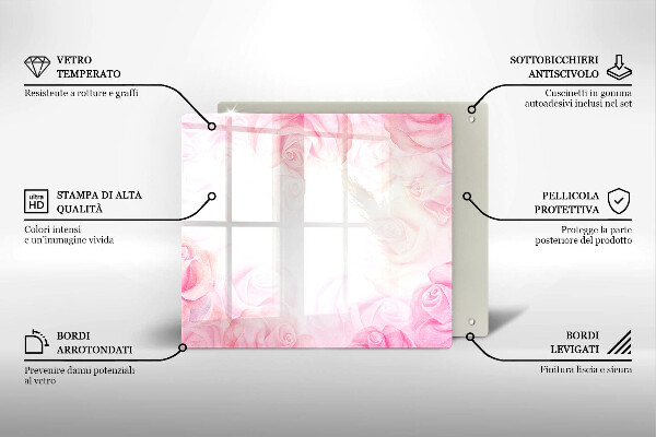 Tocător din sticlă Fundal delicat de trandafiri