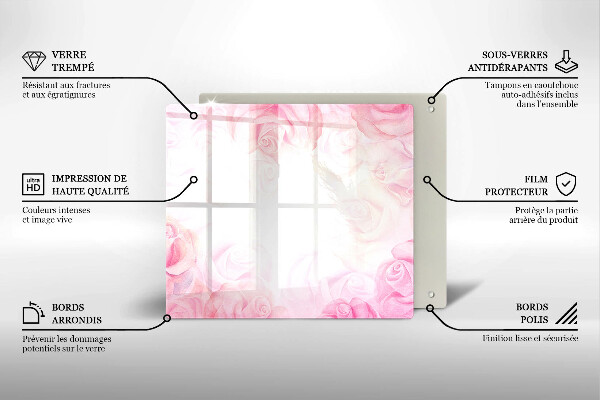 Tocător din sticlă Fundal delicat de trandafiri