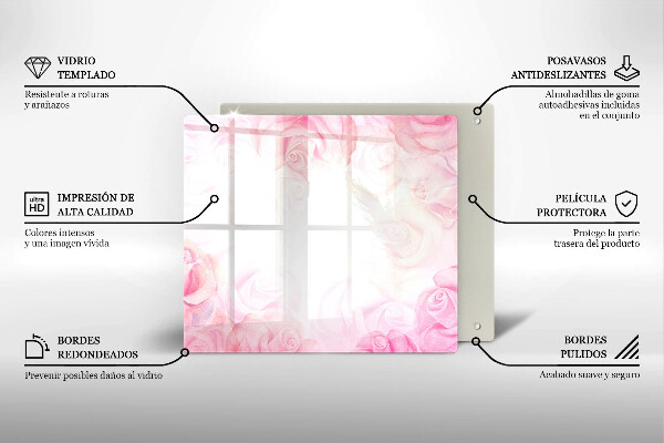 Tocător din sticlă Fundal delicat de trandafiri