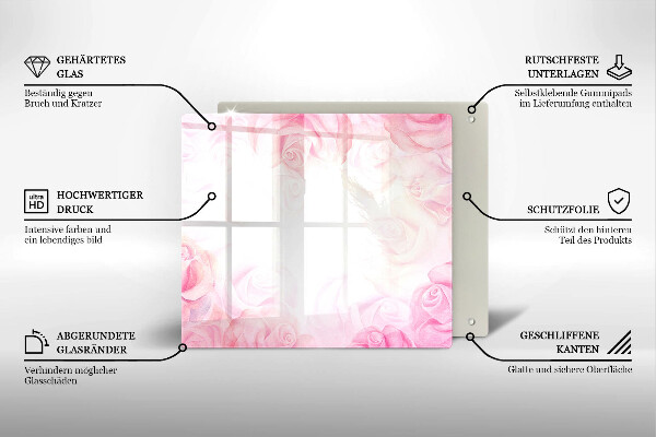 Tocător din sticlă Fundal delicat de trandafiri