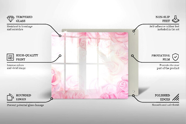 Tocător din sticlă Fundal delicat de trandafiri