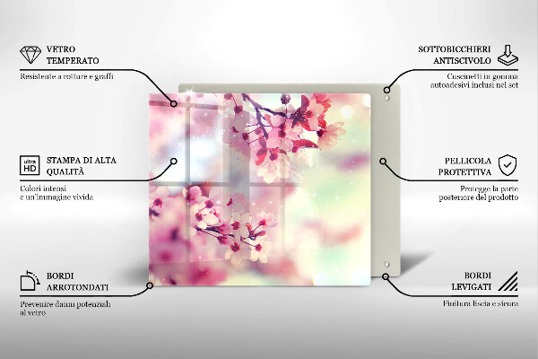 Tocător din sticlă Natură flori de măr