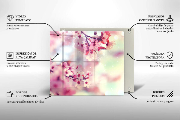 Tocător din sticlă Natură flori de măr