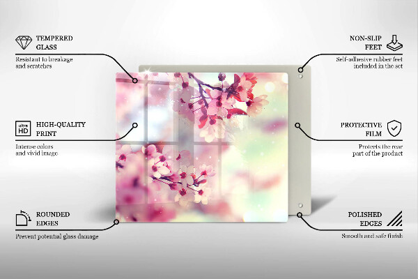 Tocător din sticlă Natură flori de măr