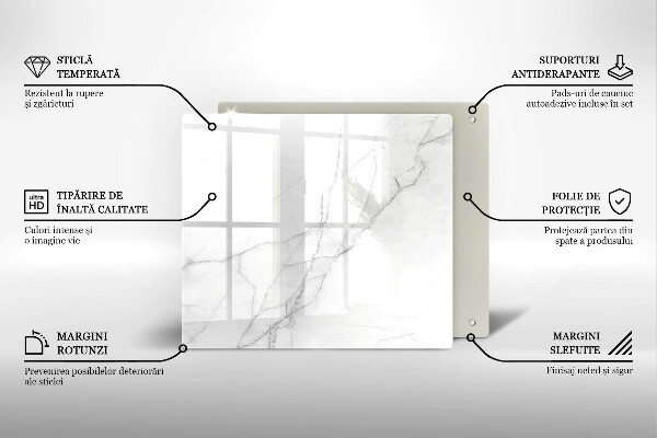 Tocător din sticlă Fundal de piatră de marmură