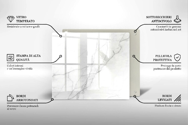 Tocător din sticlă Fundal de piatră de marmură