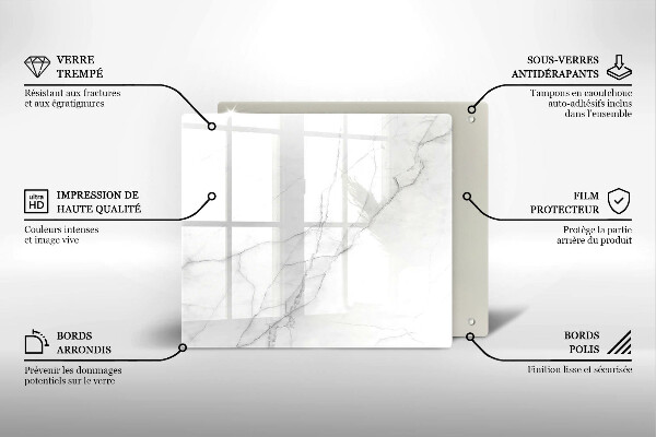 Tocător din sticlă Fundal de piatră de marmură