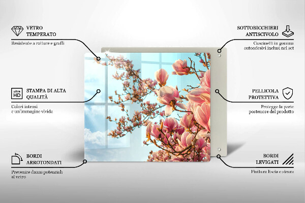 Tocător din sticlă Arborele cu flori roz