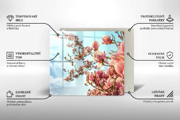 Tocător din sticlă Arborele cu flori roz