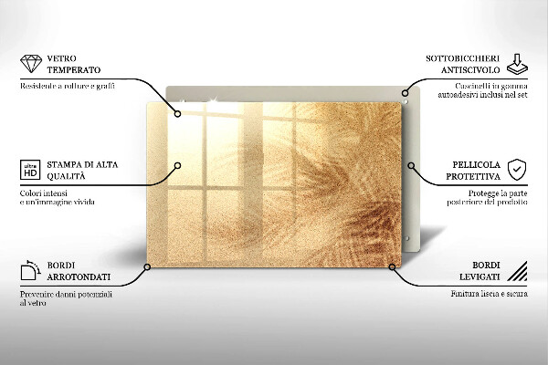 Tocător sticlă Vacanță pe plajă cu nisip