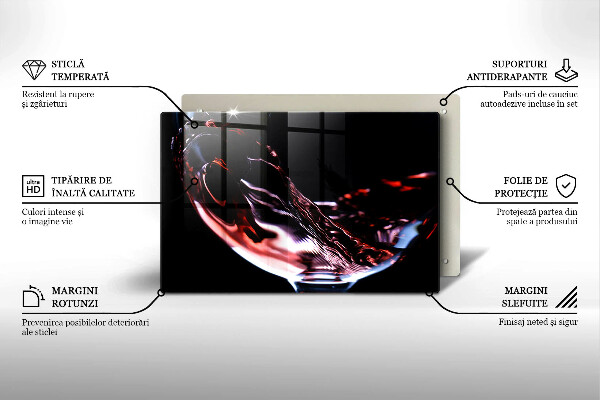 Tocător de bucătărie Un pahar de vin roșu