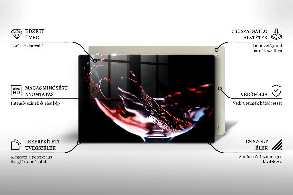 Tocător de bucătărie Un pahar de vin roșu