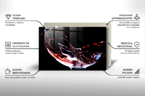 Tocător de bucătărie Un pahar de vin roșu