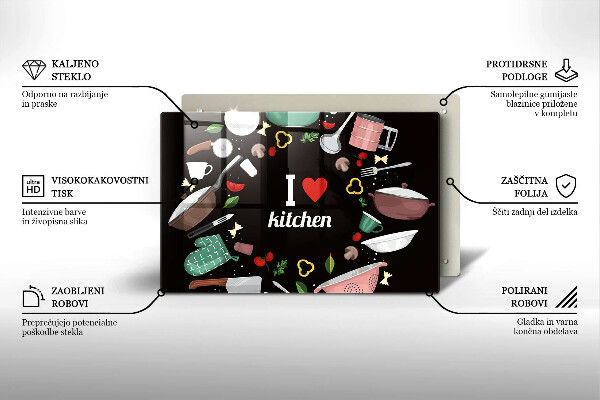 Tocător de bucătărie Ilustrație Iubesc bucătăria