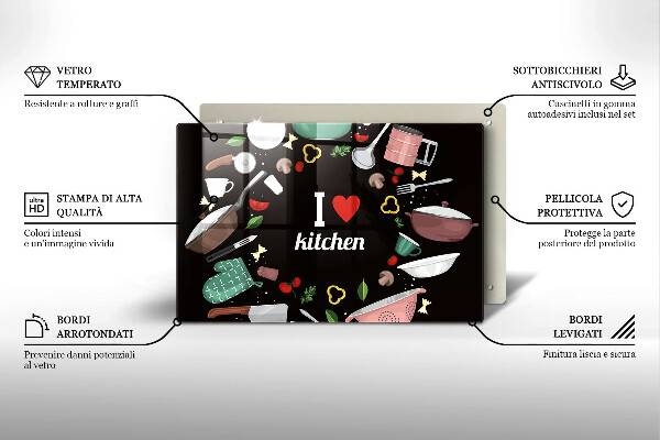 Tocător de bucătărie Ilustrație Iubesc bucătăria