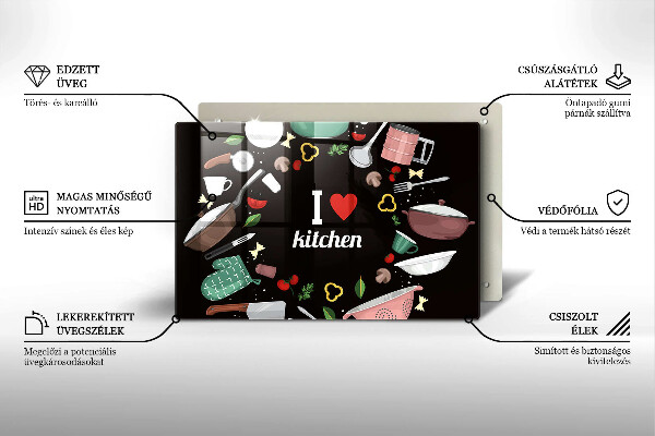 Tocător de bucătărie Ilustrație Iubesc bucătăria