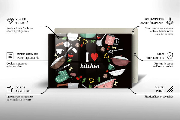 Tocător de bucătărie Ilustrație Iubesc bucătăria