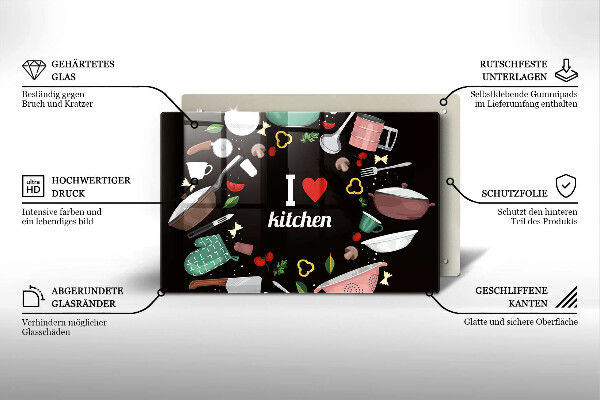 Tocător de bucătărie Ilustrație Iubesc bucătăria