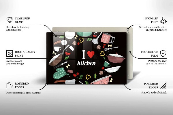 Tocător de bucătărie Ilustrație Iubesc bucătăria