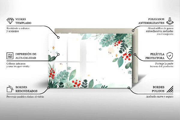 Tocător de bucătărie Acuarelă frunze