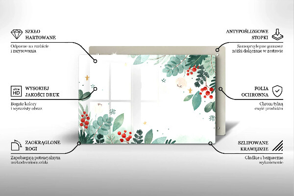 Tocător de bucătărie Acuarelă frunze