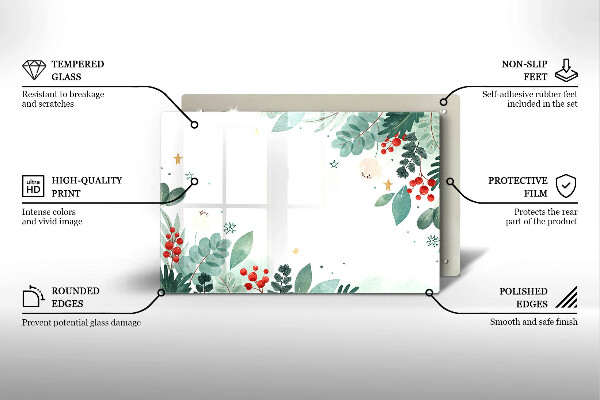 Tocător de bucătărie Acuarelă frunze