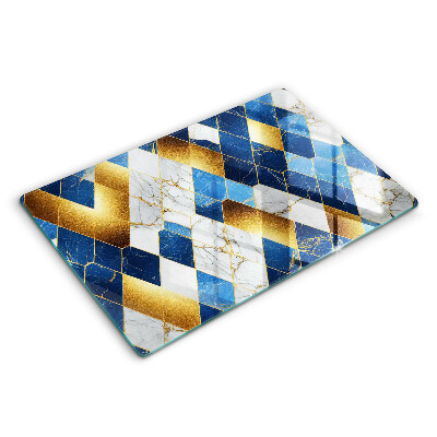 Tocător sticlă Romburi de marmură aurie