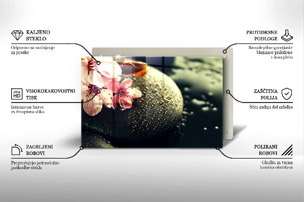 Tocător sticlă Flori pietre zen