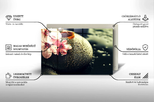 Tocător sticlă Flori pietre zen