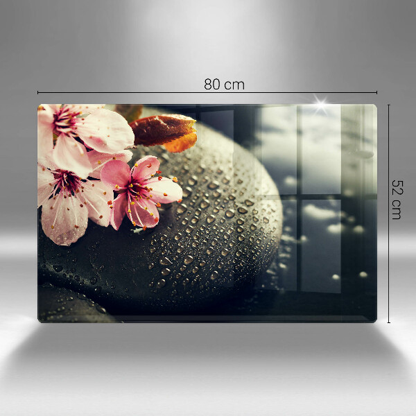 Tocător sticlă Flori pietre zen