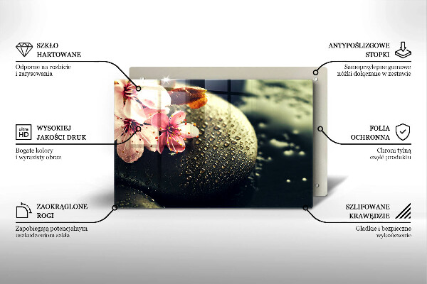 Tocător sticlă Flori pietre zen
