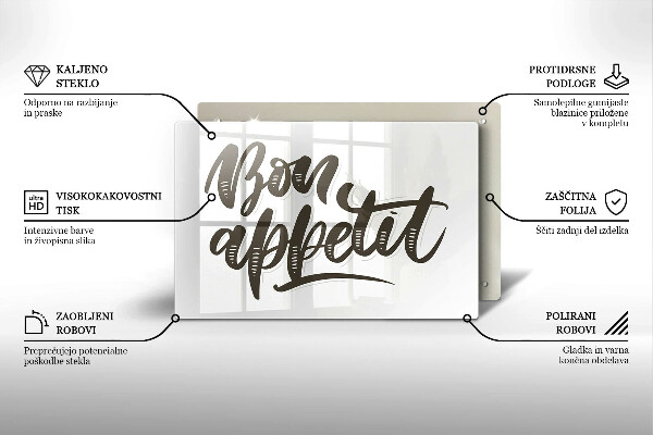 Tocător sticlă Inscripție Bon appetit