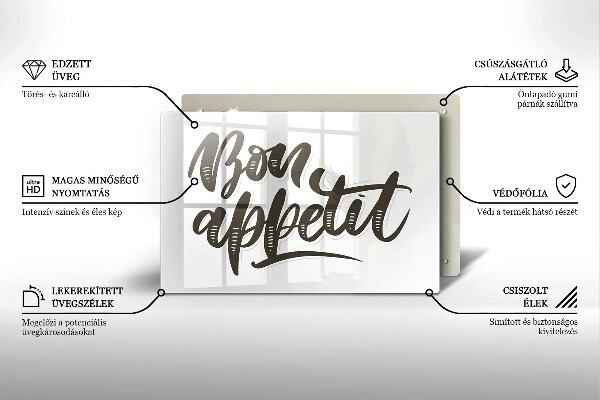 Tocător sticlă Inscripție Bon appetit