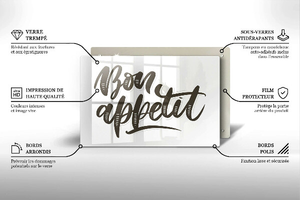 Tocător sticlă Inscripție Bon appetit