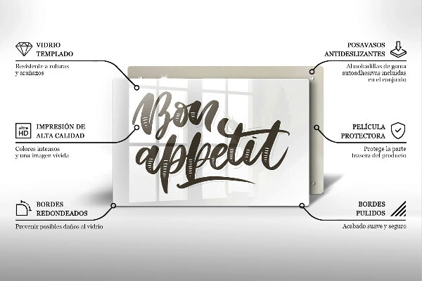 Tocător sticlă Inscripție Bon appetit