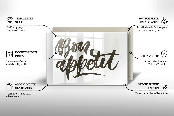 Tocător sticlă Inscripție Bon appetit