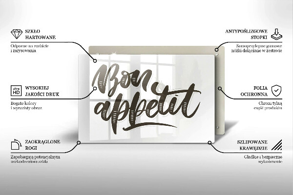 Tocător sticlă Inscripție Bon appetit