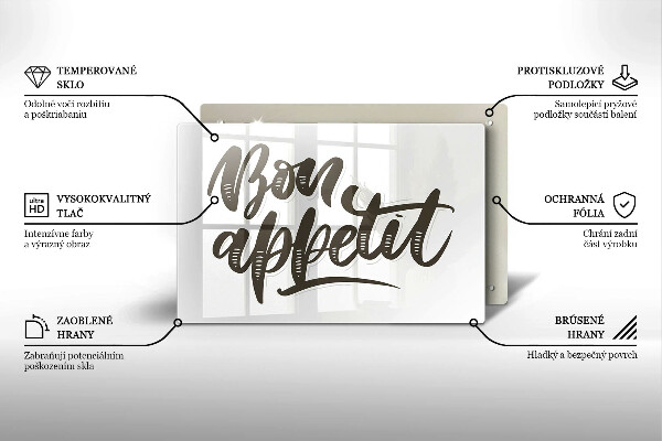 Tocător sticlă Inscripție Bon appetit