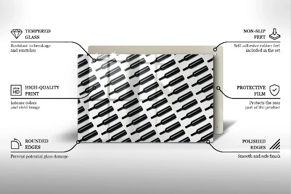 Tocător sticlă Sticle de vin negru