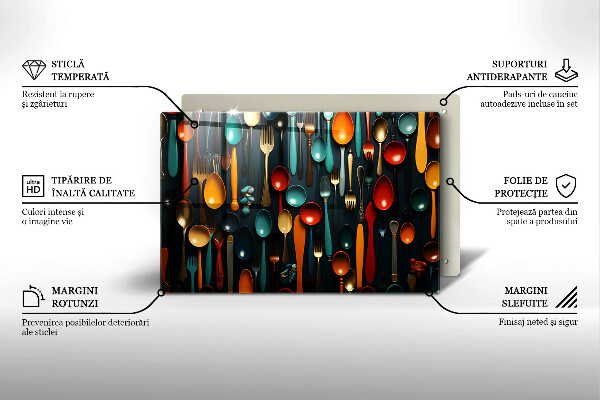 Tocător sticlă Linguri și furculițe colorate