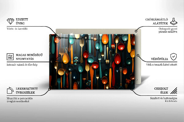 Tocător sticlă Linguri și furculițe colorate