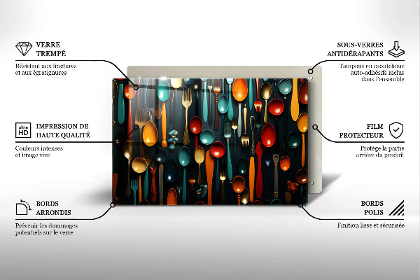 Tocător sticlă Linguri și furculițe colorate