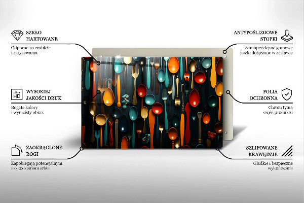 Tocător sticlă Linguri și furculițe colorate