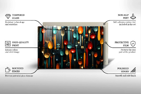 Tocător sticlă Linguri și furculițe colorate