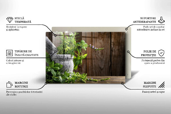 Tocător sticlă Ierburi verzi