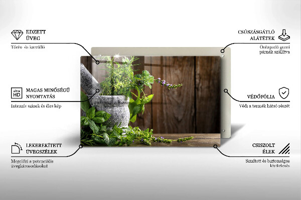 Tocător sticlă Ierburi verzi